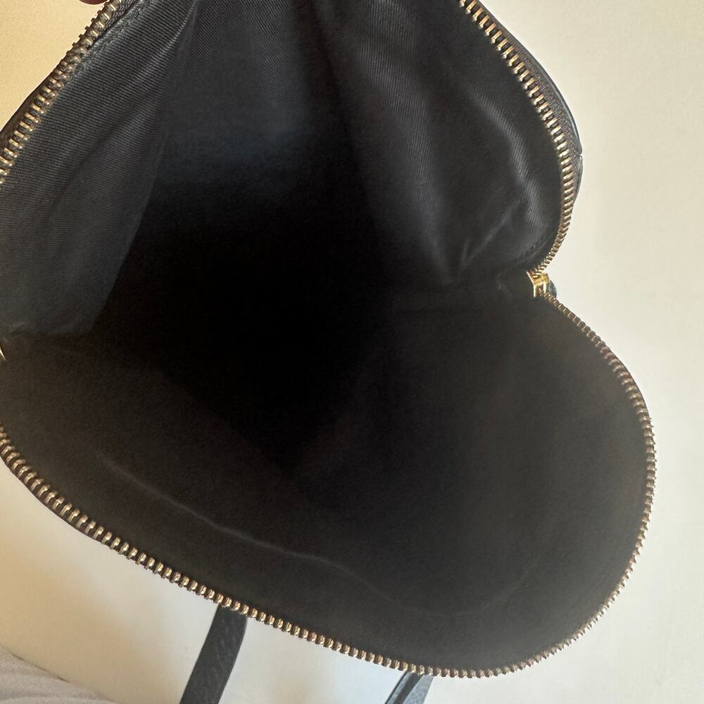 Fossil Black Leather Foldover Zip Around Bag Pebbled Flap Purse Boho Slouchy - Picture 9 of 13